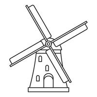 icono de molino de viento, estilo de esquema vector