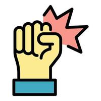 Fist punch icon color outline vector