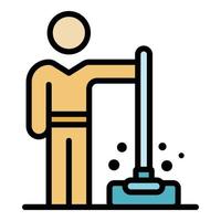 Wash floor disinfection icon color outline vector
