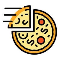 vector de contorno de color de icono de pizza de entrega a domicilio