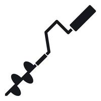 Hand operated ice auger icon, simple style vector