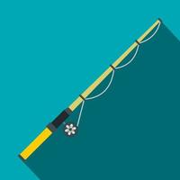 Rod and reel icon, flat style vector