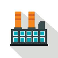 icono de edificio de fábrica industrial, tipo plano vector