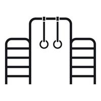 Horizontal bar with climbing rings and ladder icon vector