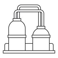 icono de fábrica de procesamiento de aceite, estilo de esquema vector