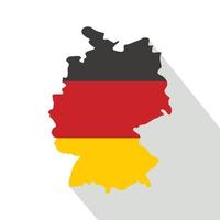 mapa de alemania con icono de bandera nacional, tipo plano vector