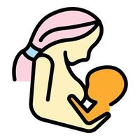 Breast feeding icon color outline vector