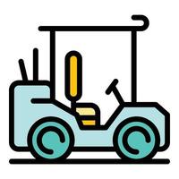 Golf cart car icon color outline vector