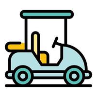 vector de contorno de color de icono de carrito de golf