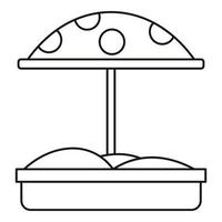 sandbox con icono de paraguas, estilo de esquema vector