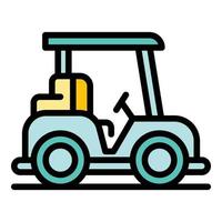 Electric golf cart icon color outline vector