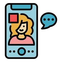 Mobile video call icon color outline vector