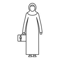 icono de mujer árabe, estilo de esquema vector