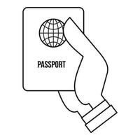 icono de pasaporte, estilo de contorno vector
