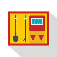 Fire shield with fire extinguishing tools icon vector