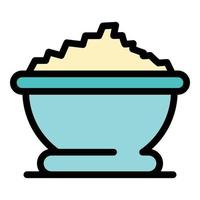 Cheese bowl icon color outline vector