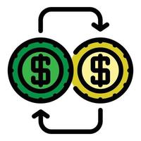 Convert money icon color outline vector