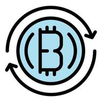 Bitcoin currency icon color outline vector