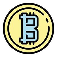 Crypto bitcoin icon color outline vector