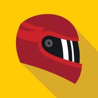 icono de casco de carreras rojo, tipo plano vector