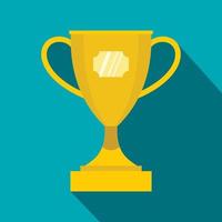 Gold winner cup icon, flat style vector