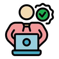 Quality assurance man icon color outline vector