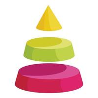 Pyramid divided into three segment layers icon vector