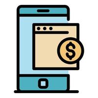 Phone browser icon color outline vector