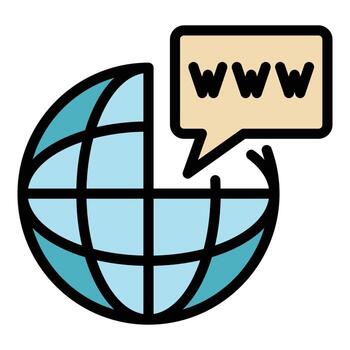 Web browser icon color outline vector