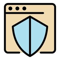 Shield browser icon color outline vector