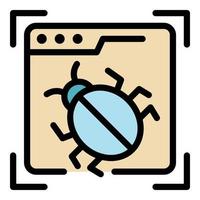 Internet bug icon color outline vector