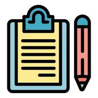 Certificate clipboard icon color outline vector