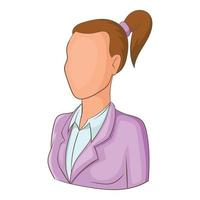 Woman with ponytail avatar icon, cartoon style vector