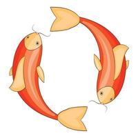 Koi carps icon, cartoon style vector