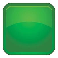 Green button icon, cartoon style vector