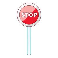 Red stop sign icon, cartoon style vector