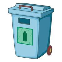 Blue bin garbage container for plastic waste icon vector