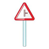 Junction secondary road icon, cartoon style vector