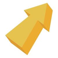 Yellow arrow icon, cartoon style vector