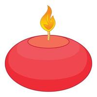 icono de vela roja, estilo de dibujos animados vector