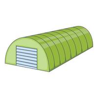 Green semicircular hangar icon, cartoon style vector