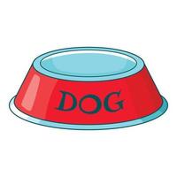 Pet dog bowl icon, cartoon style vector