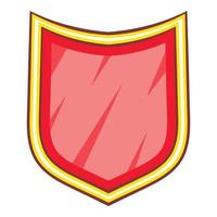 Red blank shield icon, cartoon style vector