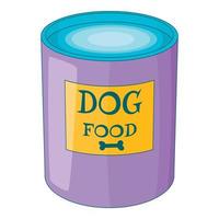 icono de lata de comida para perros, estilo de dibujos animados vector