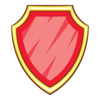 Red shield icon, cartoon style vector