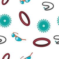 Bike elements and parts pattern, cartoon style vector