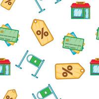 Shopping pattern, cartoon style vector