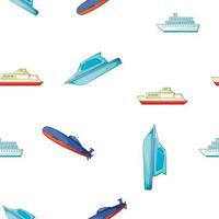 Boats and ships pattern, cartoon style vector