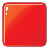 Red glossy button icon, cartoon style vector