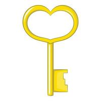 Key in heart shape icon, cartoon style vector